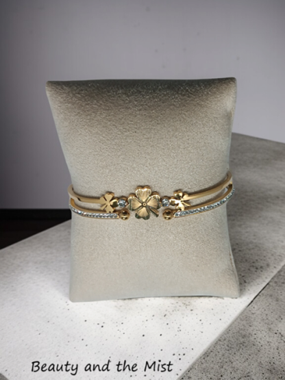 Stainless Steel Clover Gold Bangle