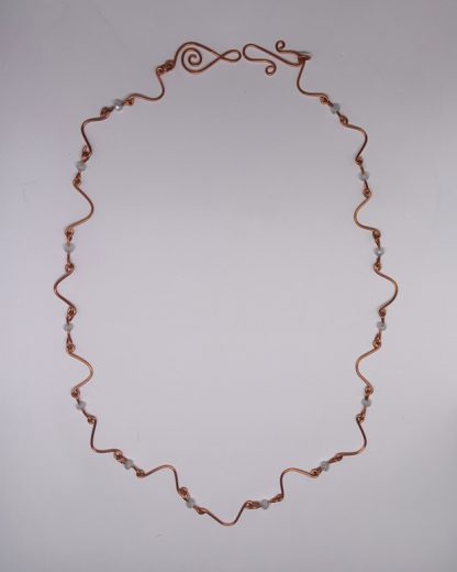 Handmade Copper Necklace with White Crystals