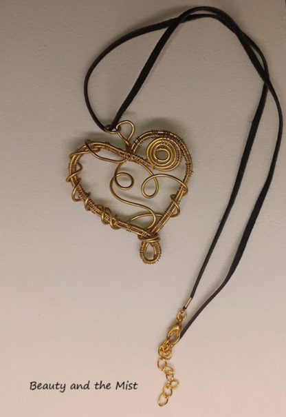 Handmade Necklace with Heart Shaped Brass Pendant