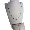Handmade Stainless Steel Set with Green Crystals