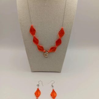 Handmade Set with Orange Czech Beads