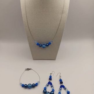 Handmade Set with Blue Czech Beads