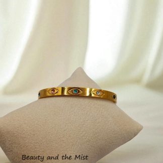 Stainless Steel Gold Bangle Eyes