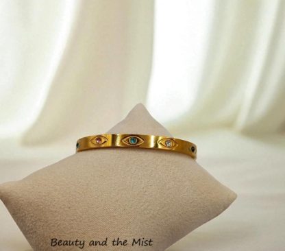 Stainless Steel Gold Bangle Eyes