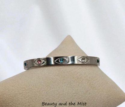 Stainless Steel Silver Bangle Eyes