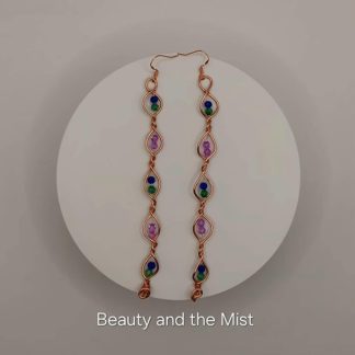 Handmade Copper Earrings With Purple And Colorful Crystal Beads