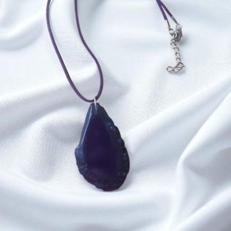 Handmade Necklace With Dark Purple Agate Pendant