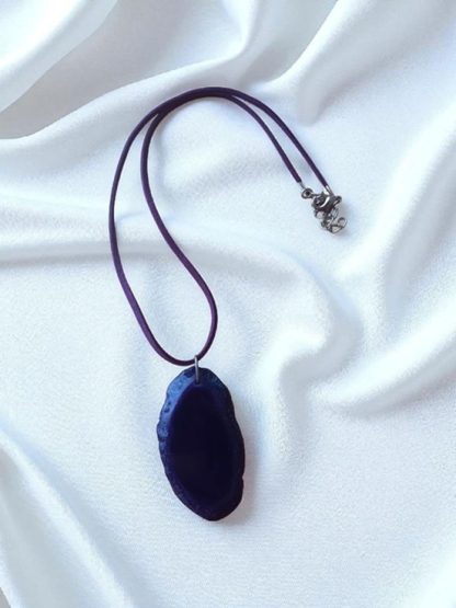 Handmade Necklace With Dark Purple Agate Pendant