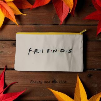 Ηand Embroidered FRIENDS Accessories Bag (yellow zipper)