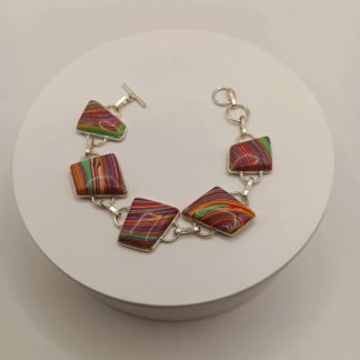 Rainbow Calsilica Silver 925 Bracelet