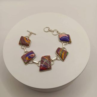 Rainbow Calsilica Silver 925 Bracelet