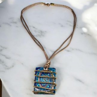 Handmade Necklace With Glass Pendant And Wire