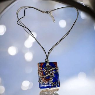 Handmade Necklace With Glass Pendant And Wire