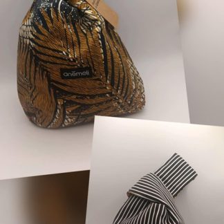 Handmade Anemeli Knot Bag Autumn leaves & Stripes