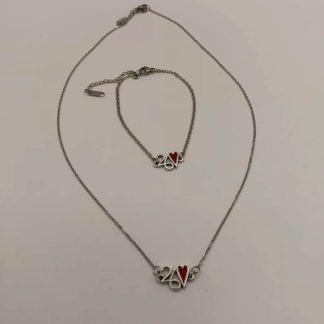 Handmade Stainless Steel Necklace or Bracelet with 26 Silver Plated lucky charm